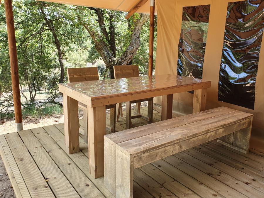 Tente en toile et en bois 5 personnes - Eco-Lodge SAVANE 2