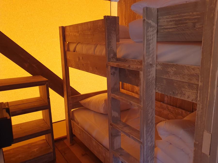 Tente en toile et en bois 6 personnes - Eco-Lodge WOODY 3 chambres 4