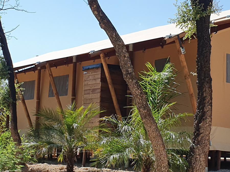 Tente en toile et en bois 6 personnes - Eco-Lodge WOODY 3 chambres 6