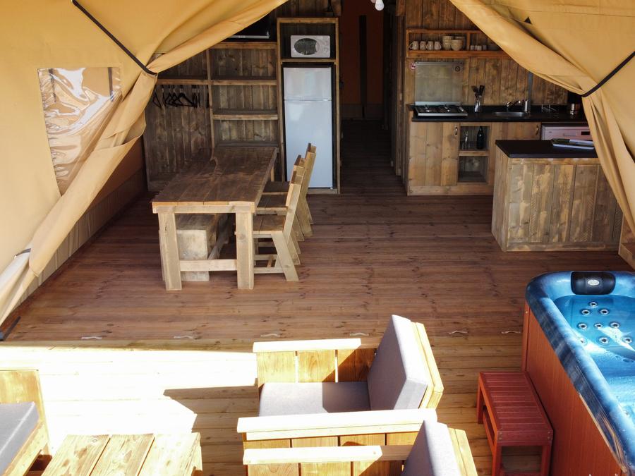 Tente en toile et en bois 6 personnes - Eco-Lodge WOODY 3 chambres 1