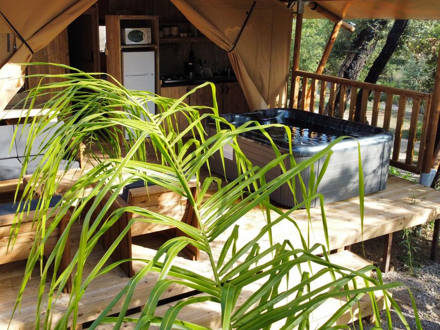 Tente en toile et en bois 4 personnes - Eco-Lodge WOODY 2 chambres 3