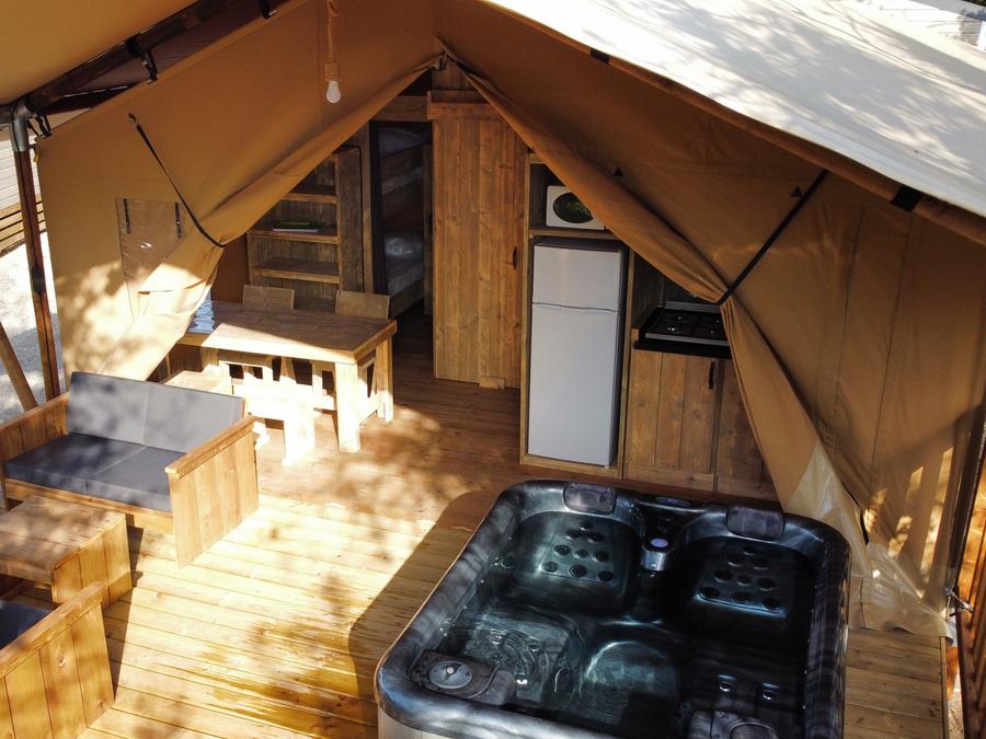 Tente en toile et en bois 4 personnes - Eco-Lodge WOODY 2 chambres 1