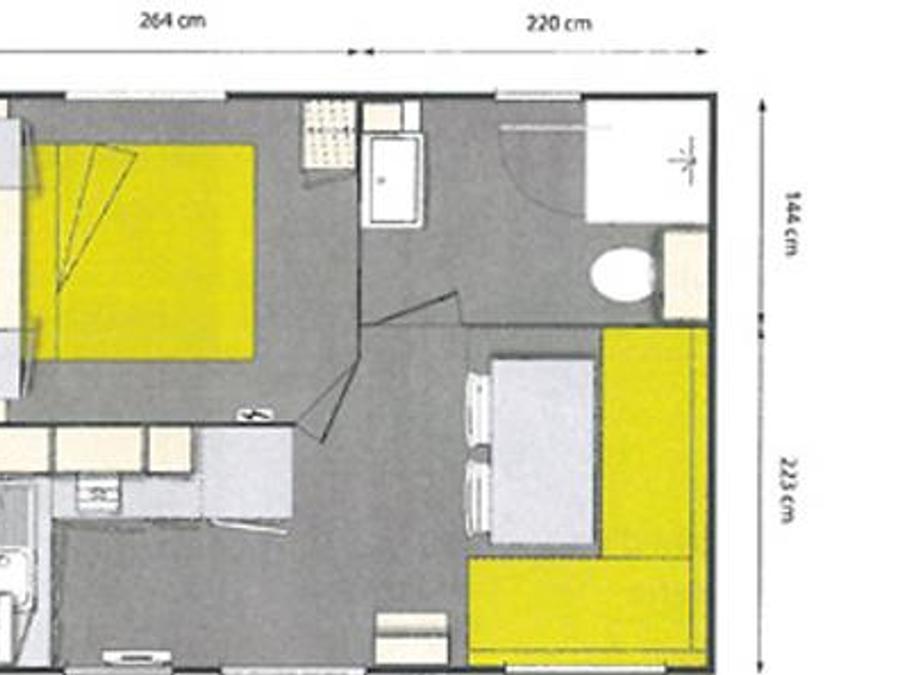 Mobilhome 2 personnes - Mobil-home Confort 18m² - 1 Chambre + TV + Clim 2 pers 3