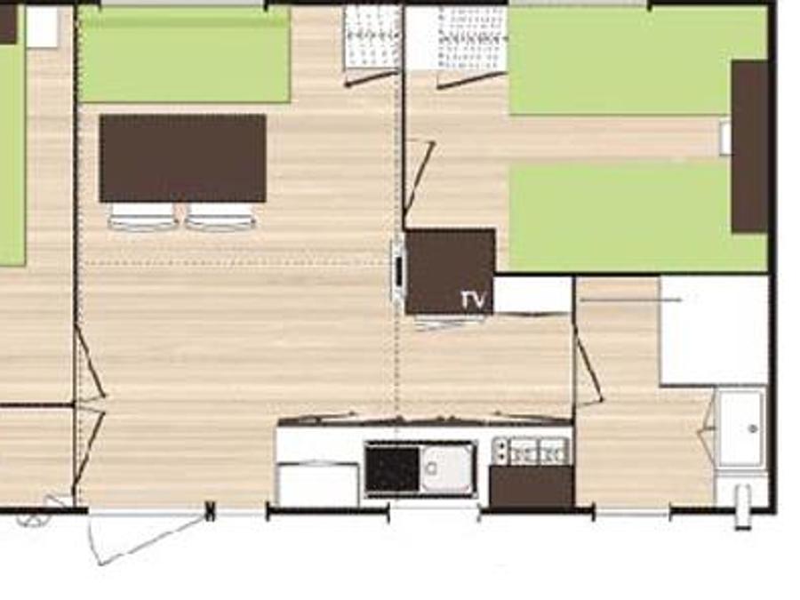 Mobilhome 4 personnes - Mobil-home Confort 24m² - 2 chambres - TV + climatisé 4 pers 3