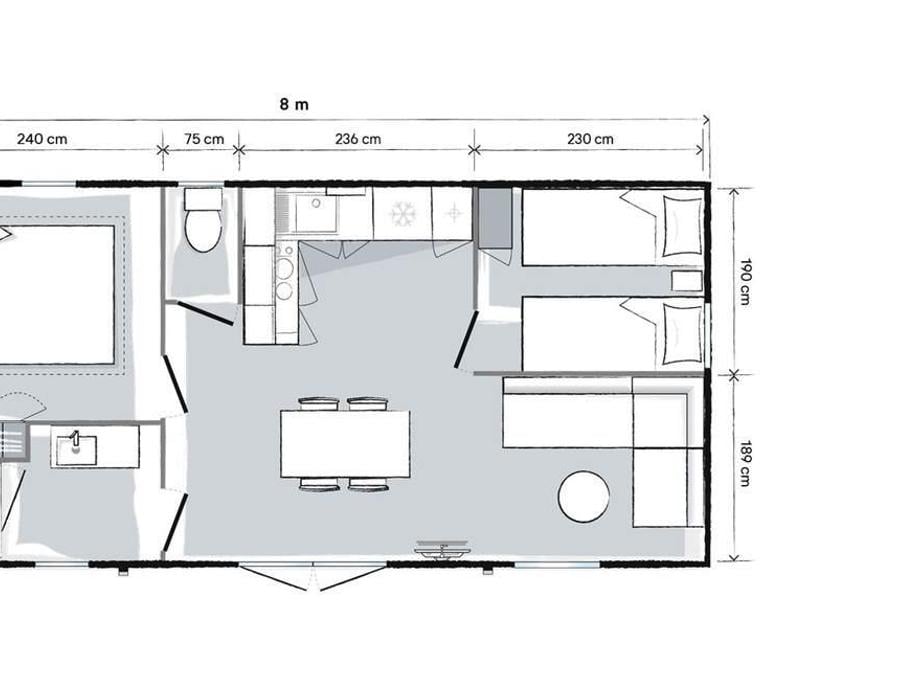 Mobilhome 4 personnes - Mobil home Premium Plus 31m2 - 2 chambres +TV+Clim+Draps+Serviettes+Lits faits+Ménage inclus 4 pers 3