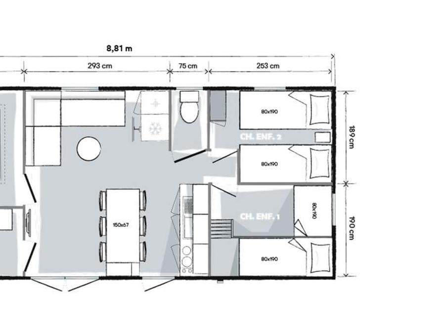 Mobilhome 6 personnes - Mobil Home Premium Plus 33m²- 3 chambres +TV+Clim+Draps+Serviettes+Lits faits+Ménage final inclus 6 pers 2