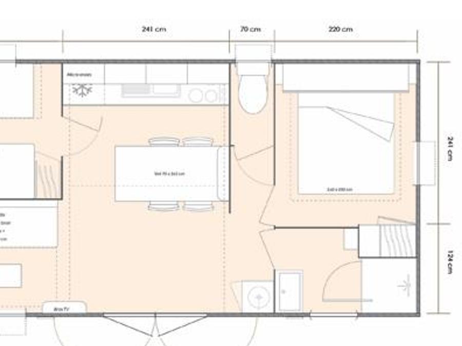 Mobilhome 4 personnes - Mobil-home Premium 28m² - 2 chambres - TV + climatisé + Lave vaiselle 4 pers 2