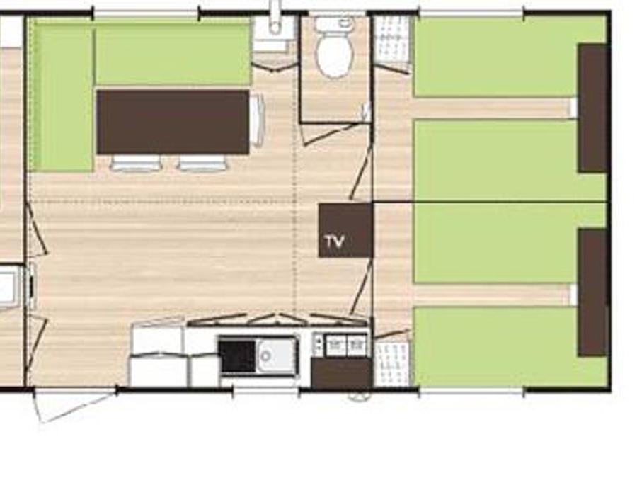 Mobilhome 6 personnes - Mobil-home Confort 28m² - 3 chambres + TV + Clim 6 pers 2