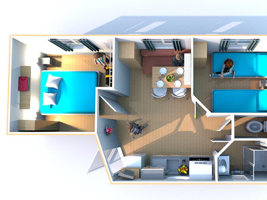 Mobilhome 4 personnes - Éco-cabane 24m² - climatisé - 2 chambres 1