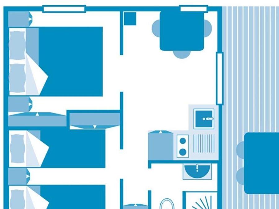 Bungalow toilé 4 personnes - Insolite Essentiel 2 chambres, cuisine et Salle de douche 9