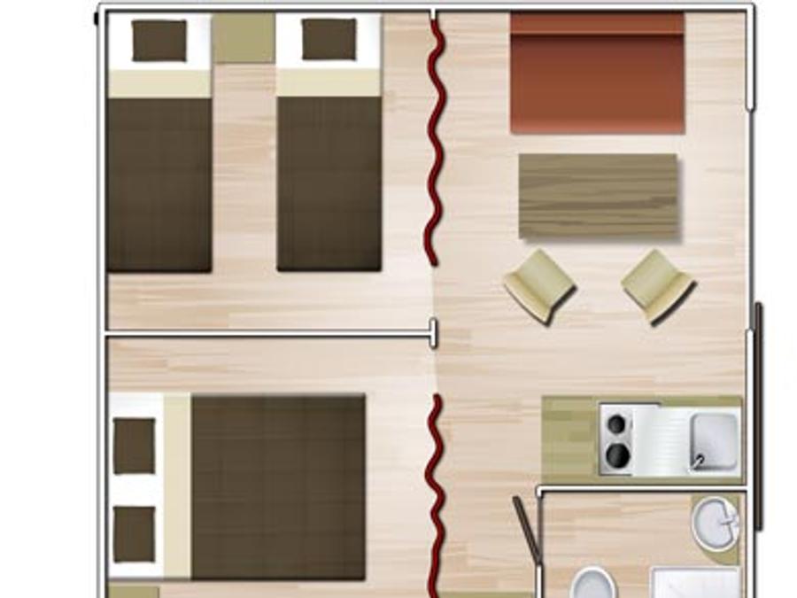 Bungalow toilé 6 personnes - Standard 25 m² 2 chambres 8