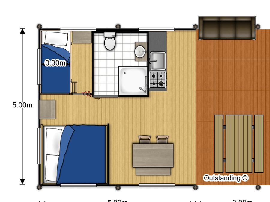 Tente en toile et en bois 5 personnes - SAFARI TENT SERENGETI 8