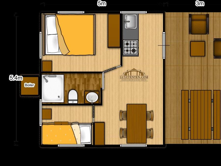Tente en toile et en bois 4 personnes - LODGE 5