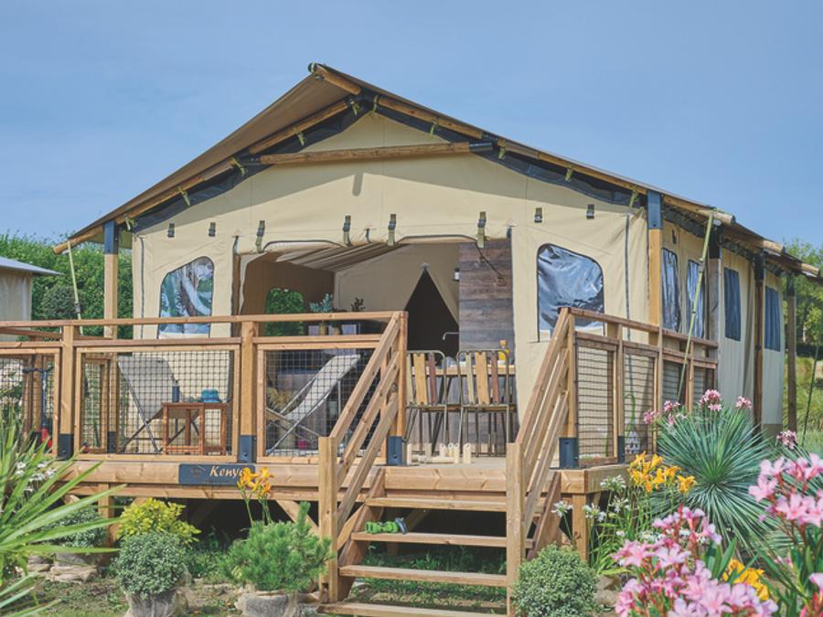 Tente en toile et en bois 5 personnes - Tente Lodge KENYA sur pilotis 0