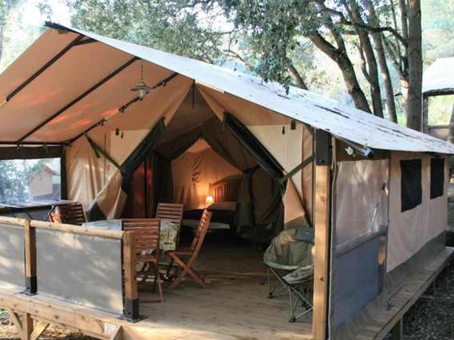 Tente en toile et en bois 5 personnes - Tente Lodge VICTORIA - 2 chambres 2