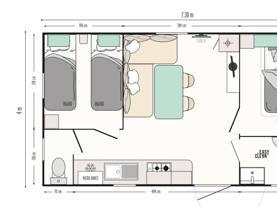 Mobilhome 4 personnes - Mobil home confort climatisé pour 4 personnes max 2