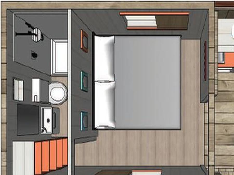 Hébergement 2 personnes - La roulotte 1 chambre avec sanitaires 7