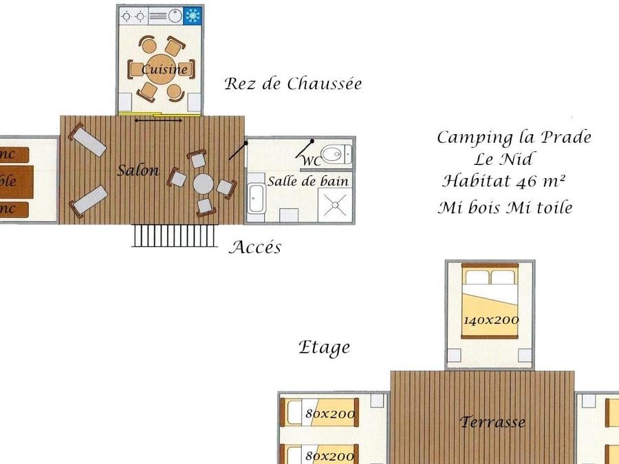 Tente en toile et en bois 6 personnes - LE NID ECOLODGE AVEC COUCHAGES EN ETAGE 7