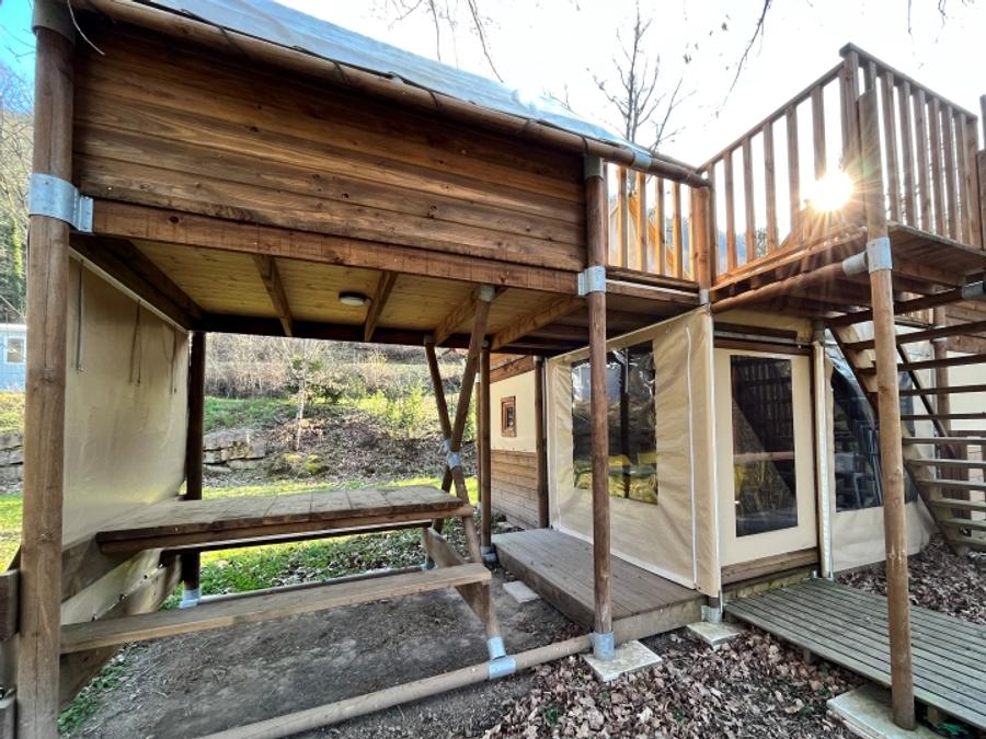 Tente en toile et en bois 6 personnes - LE NID ECOLODGE AVEC COUCHAGES EN ETAGE 11