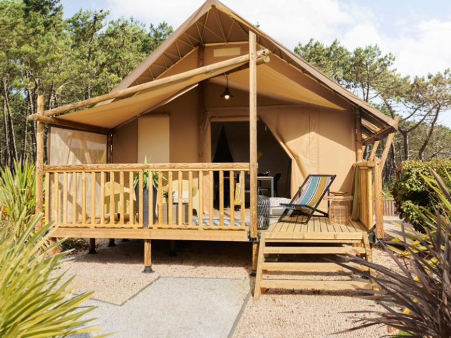 Tente en toile et en bois 5 personnes - SAFARI LODGE 28m² avec sanitaires 0