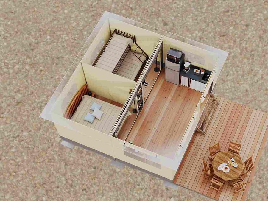 Bungalow toilé 4 personnes - MARQUISE 2