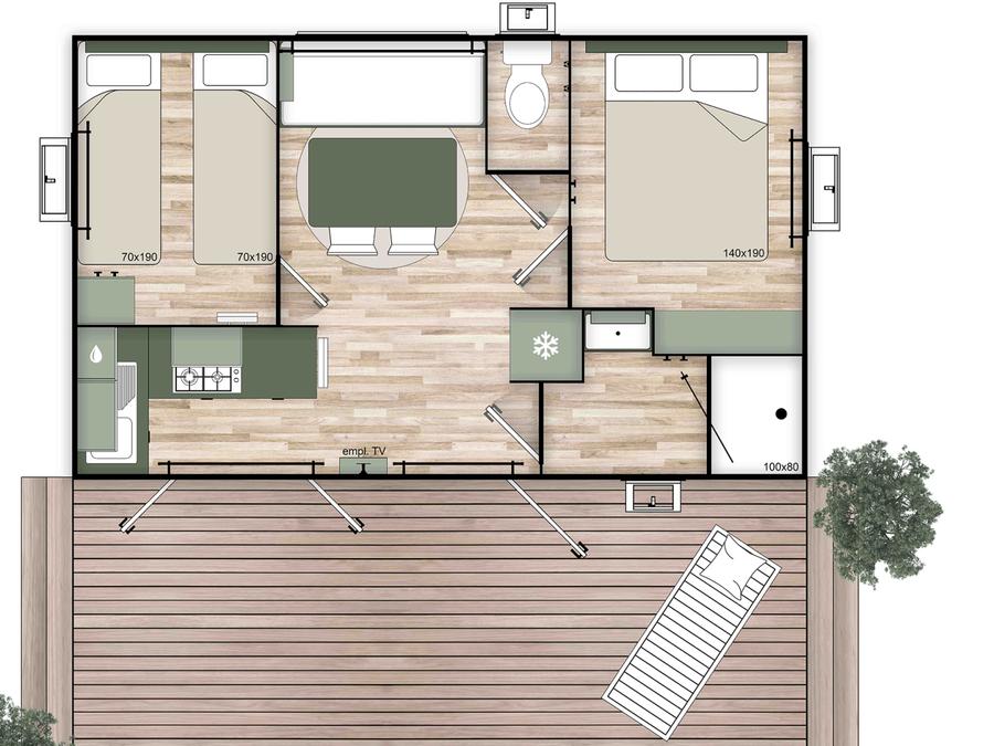 Mobilhome 4 personnes - PREMIUM 24m² 4 pers. 4