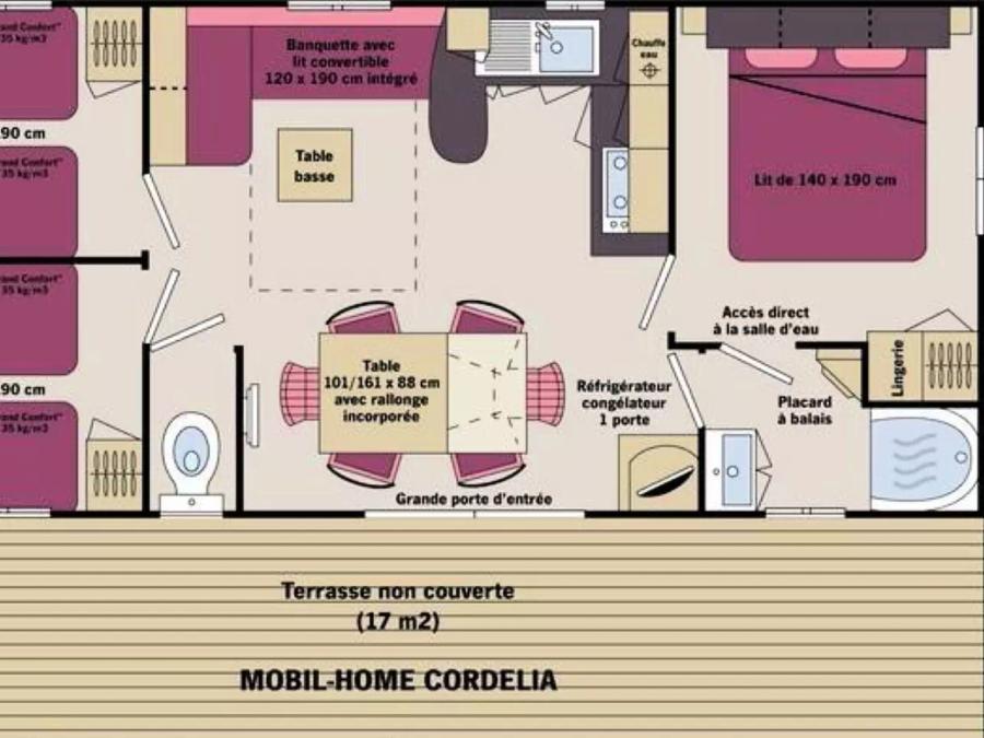 Mobilhome 6 personnes - Mobil-Home Confort 4 Pièces 6 Personnes + TV 9