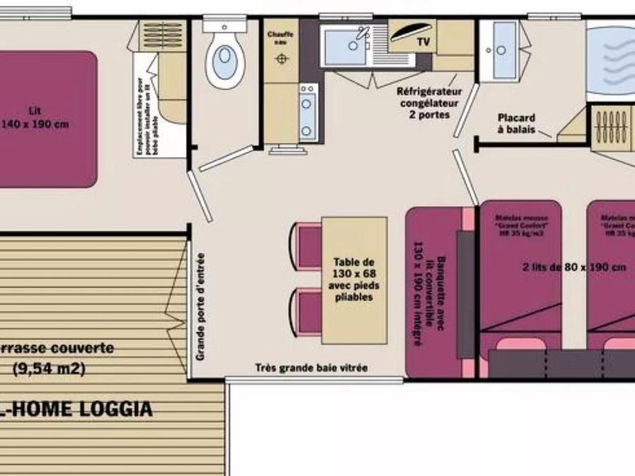 Mobilhome 4 personnes - Mobil-Home Confort 3 Pièces 4 Personnes + TV 6