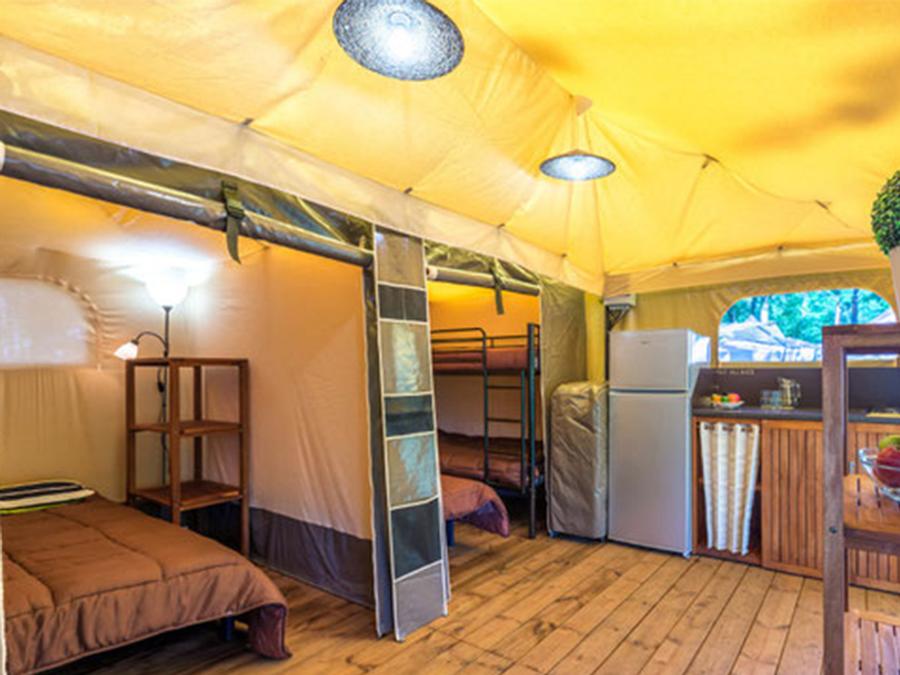 Tente en toile et en bois 4 personnes - Tente Marquise 2 chambres 2