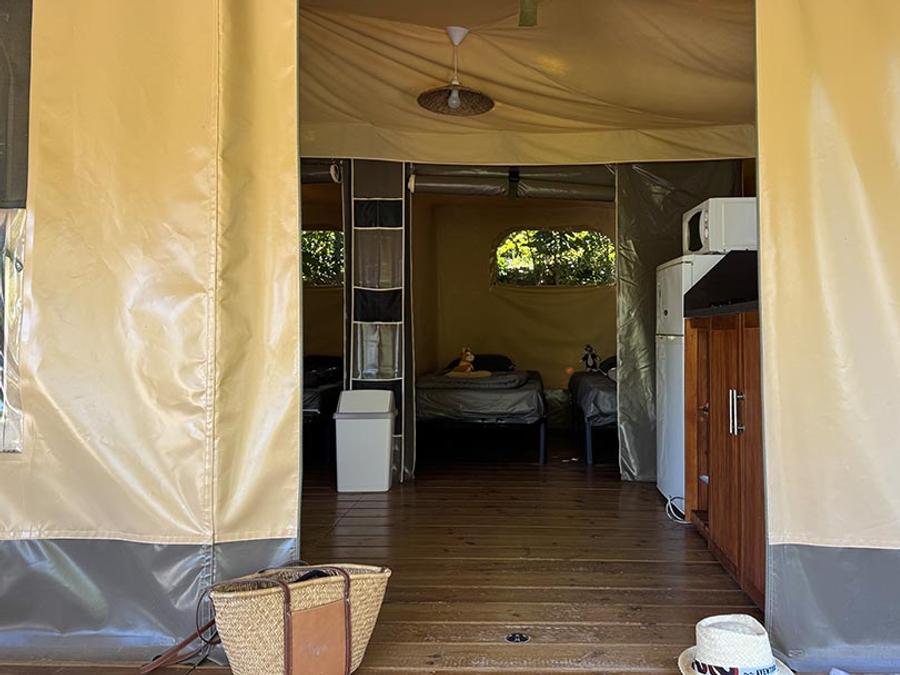 Tente en toile et en bois 4 personnes - Tente Marquise 2 chambres 12