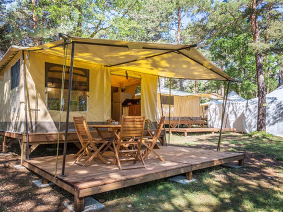 Tente en toile et en bois 4 personnes - Tente Marquise 2 chambres 0