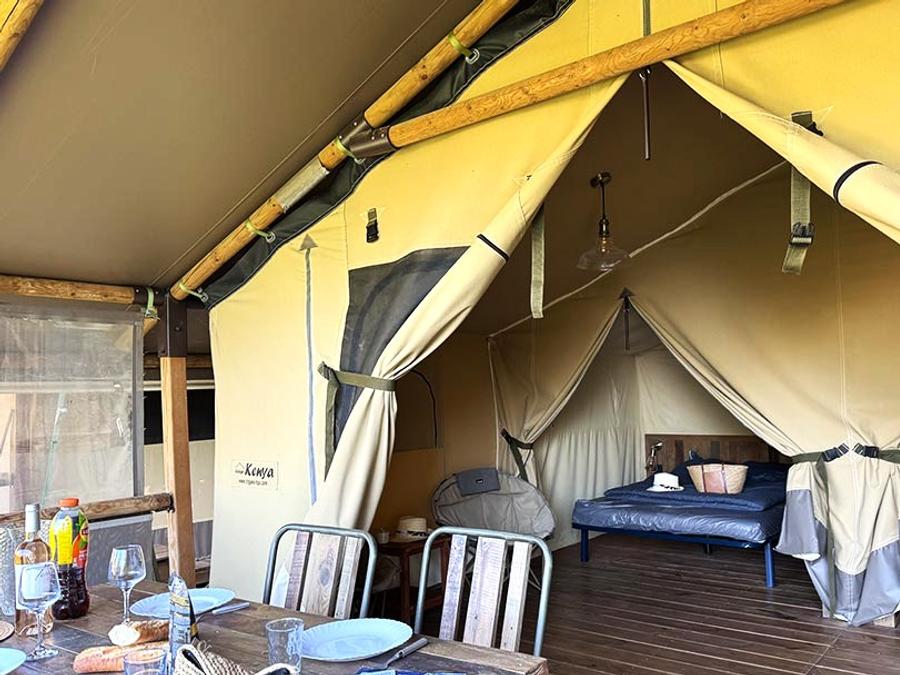 Tente en toile et en bois 5 personnes - Tente Lodge Kenya sur pilotis 2 chambres 6