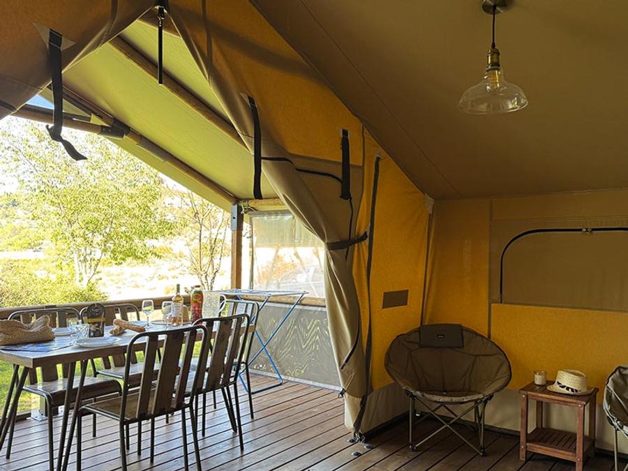 Tente en toile et en bois 5 personnes - Tente Lodge Kenya sur pilotis 2 chambres 7