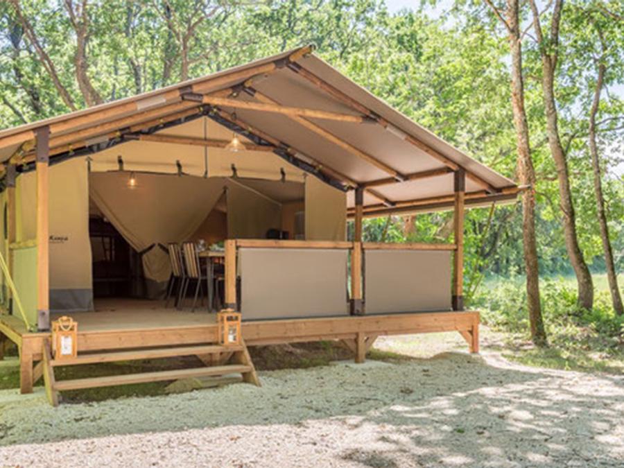 Tente en toile et en bois 5 personnes - Tente Lodge Kenya sur pilotis 2 chambres 0