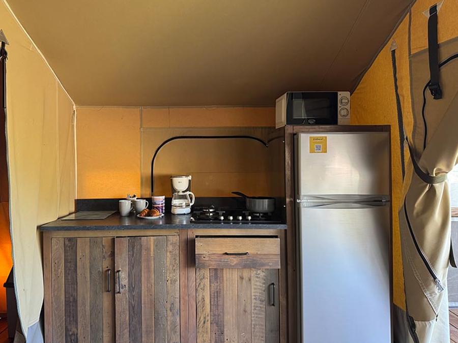 Tente en toile et en bois 5 personnes - Tente Lodge Kenya sur pilotis 2 chambres 10