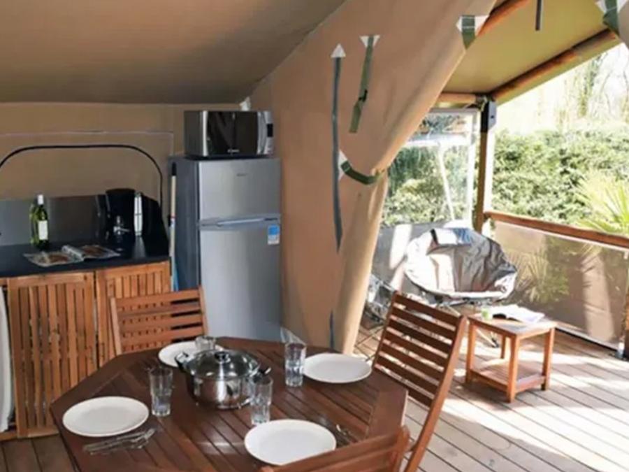Tente en toile et en bois 5 personnes - Tente Lodge Kenya sur pilotis 2 chambres 2