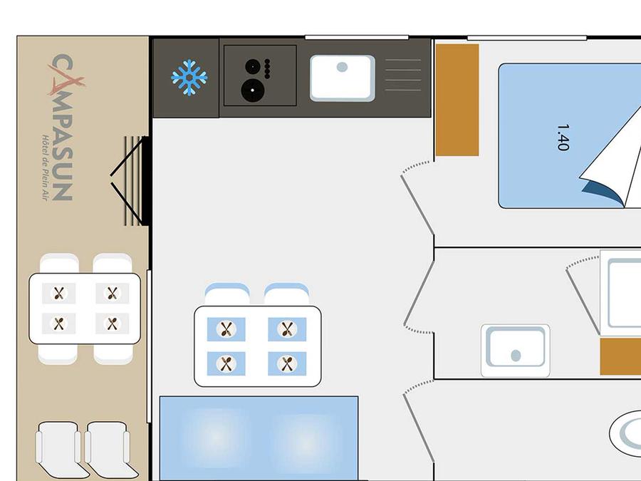 Mobilhome 3 personnes - Mobill home Esparron 1 chambre 7