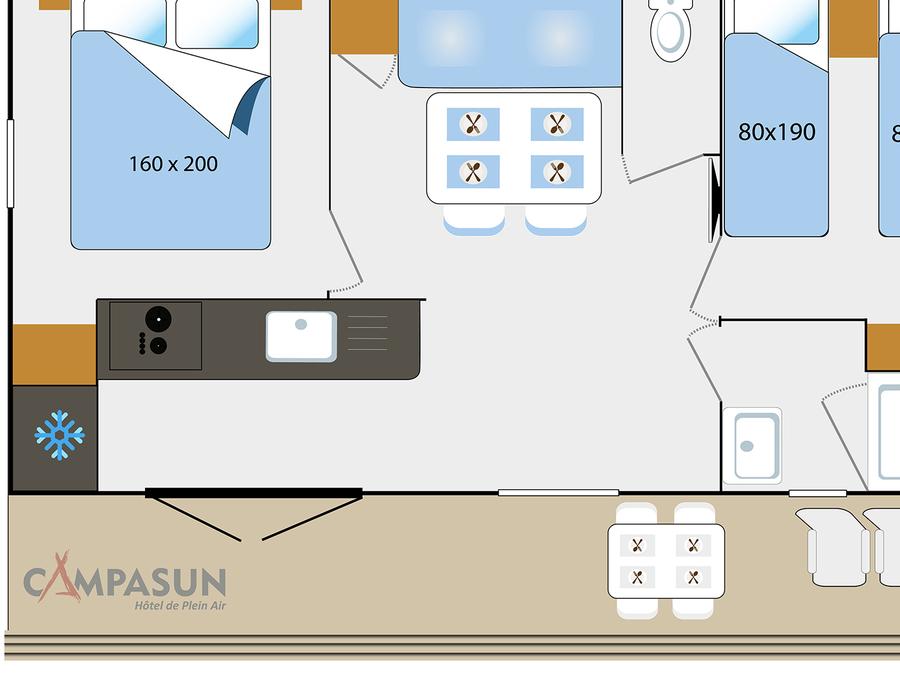 Mobilhome 4 personnes - Cottage 2 chambres + climatisation 6