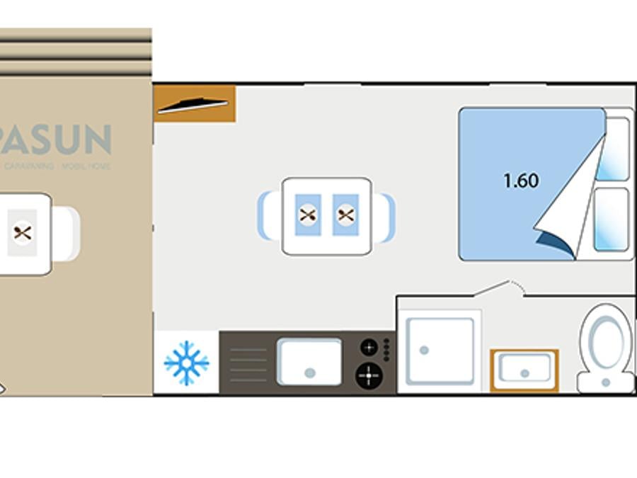 Mobilhome 2 personnes - Key westotel - 20 m² - 1 chambre 3