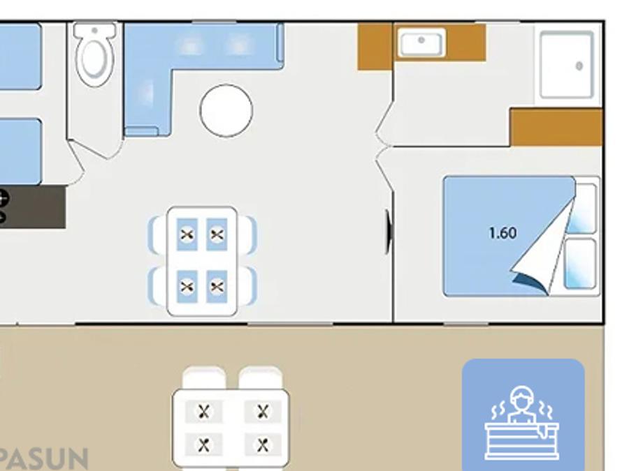 Mobilhome 4 personnes - Mobil Home Lourmarin avec Jacuzzi - 32m² - 2 chambres 3