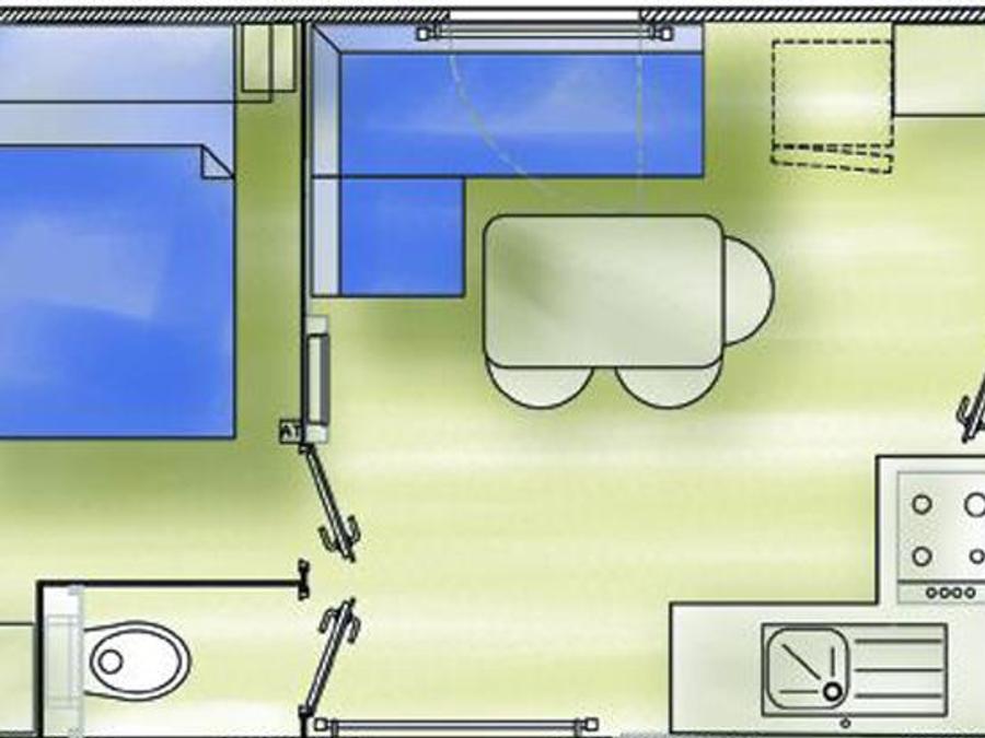 Mobilhome 4 personnes - MOBIL HOME Confort Climatisé - 2 ch - 3.40 x 7.80m / Chêne Vert 5