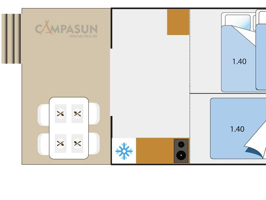 Tente en toile et en bois 4 personnes - Eco Lodge Verdon - 34m² - 2 chambres (sans sanitaires) 6