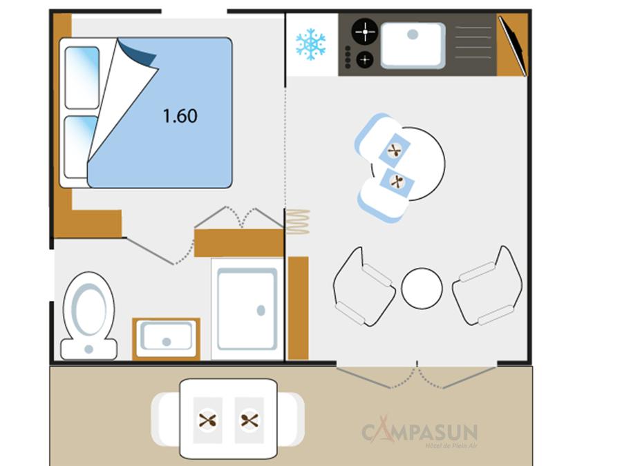 Mobilhome 2 personnes - Key Westotel 2 pers. A/C + Kit draps et serviettes inclus 9