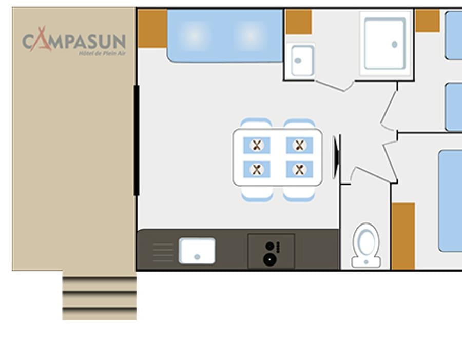 Hébergement 4 personnes - Mobil home Cottage Premium 2 Chambres - climatisation - Lave vaiselle 5