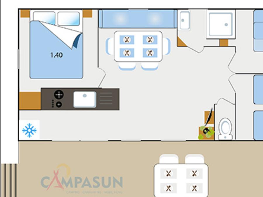 Mobilhome 6 personnes - Cottage Confort 3 Chambre + climatisation + Lave vaisselle 5