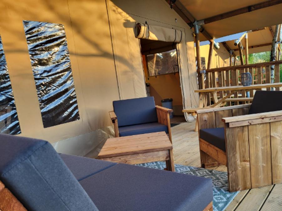 Tente en toile et en bois 6 personnes - Tente safari 6p avec sanitaires 3