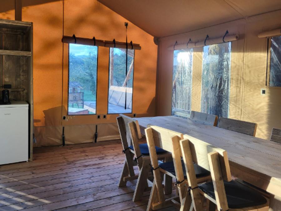 Tente en toile et en bois 6 personnes - Tente safari 6p avec sanitaires 7
