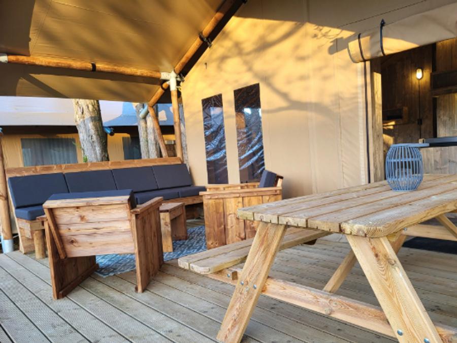 Tente en toile et en bois 6 personnes - Tente safari 6p avec sanitaires 10