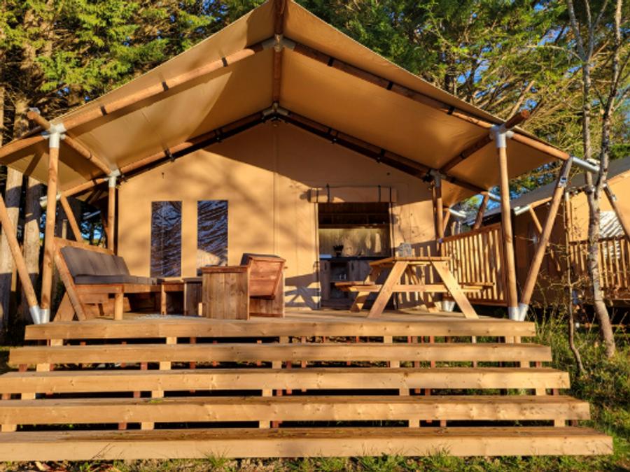 Tente en toile et en bois 6 personnes - Tente safari 6p avec sanitaires 9