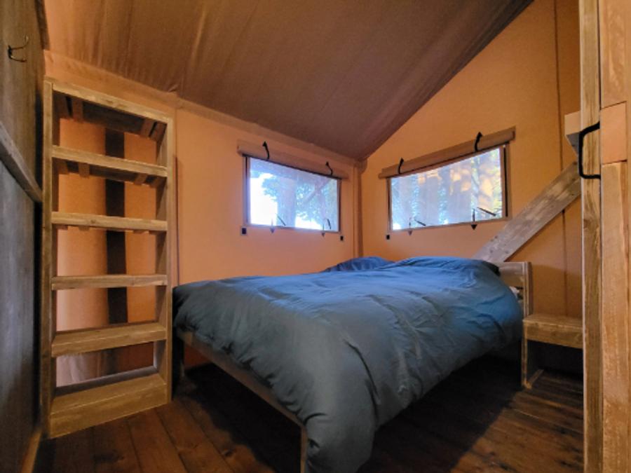 Tente en toile et en bois 6 personnes - Tente safari 6p avec sanitaires 0